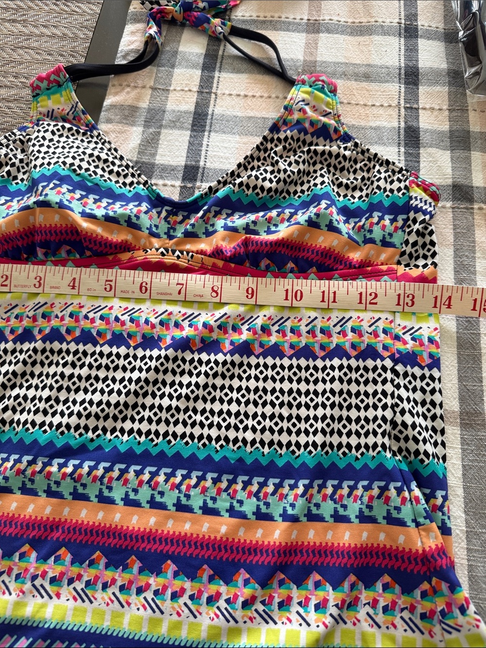 Multi-Color Patterned Halter Swim Top - Picture 5 of 6